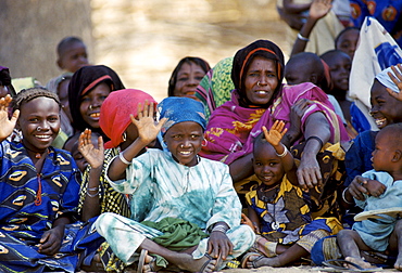 Crowd attending tribal gathering durbar cultural event at Maiduguri in Nigeria, West Africa