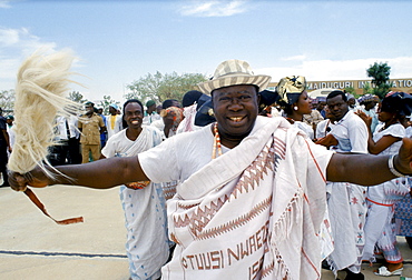 Nigerian men attending tribal gathering durbar cultural event at Maiduguri in Nigeria, West Africa