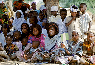 Crowd attending tribal gathering durbar cultural event at Maiduguri in Nigeria, West Africa