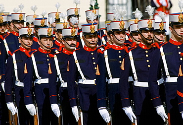 Military parade at the Pardo Palace, the King's Palace, in Madrid