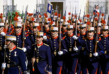 Military parade at the Pardo Palace, the King's Palace, in Madrid