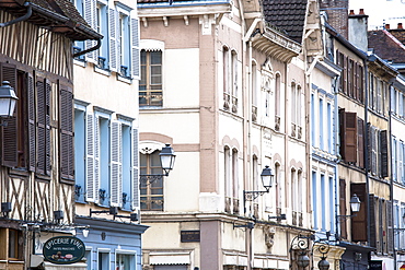 Traditional medieval timber-frame architecture at Troyes in the Champagne-Ardenne region, France, Europe