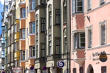 Traditional Tyrolean ornate architecture in Innsbruck in the Tyrol, Austria, Europe