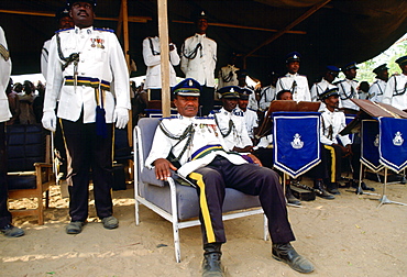 Soldiers waiting for a military parade to start in Nigeria