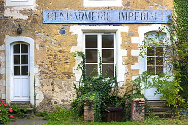 Traditional old French Gendarmerie (police station) in Western France, Maine-et-Loire, Europe