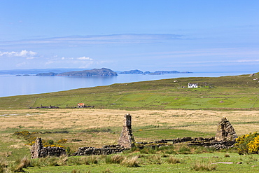 Derelict cottage in ruins at Achiltibuie by The Summer Isles on the West Coast of Scotland, United Kingdom, Europe