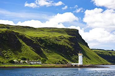 Lighthouse on Sound of Mull near Tobermory on the Isle of Mull, Inner Hebrides and Western Isles, Scotland, United Kingdom, Europe