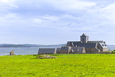 The ancient Iona Abbey on Isle of Iona, Inner Hebrides and Western Isles, Scotland, United Kingdom, Europe