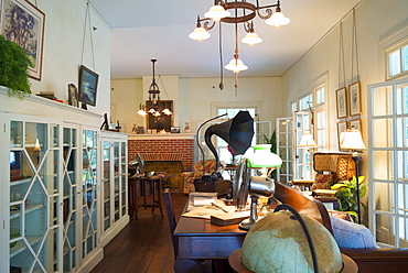 Living room interior at the winter estate home, Seminole Lodge, of famous inventor Thomas Edison at Fort Myers, Florida, USA