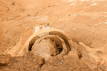 Herod the Great's hanging palace from above, Judaean desert beyond, Masada, UNESCO World Heritage Site, Israel, Middle East