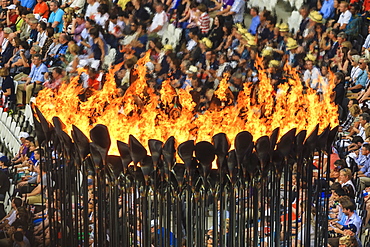 Olympic Flame burns brightly in Olympic Cauldron, Olympic Stadium, London 2012, Summer Olympic Games, London, England, United Kingdom, Europe