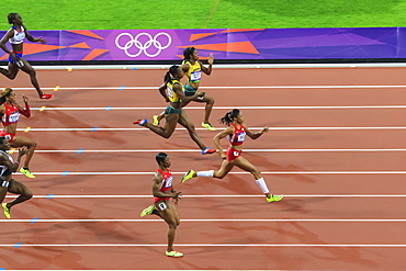 Allyson Felix, United States, powers to win gold medal, Women's 200m final, Stadium, London 2012, Olympic Games, London, England, United Kingdom, Europe