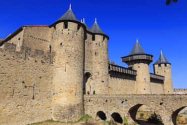 Chateau Comtal keep, La Cite, historic fortified city, Carcassonne, UNESCO World Heritage Site, Languedoc-Roussillon, France, Europe