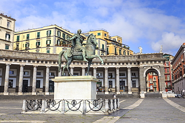 Equestrian statue of Charles III by Canova, Piazza del Plebiscito, City of Naples, Campania, Italy, Europe