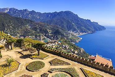 Belvedere, stunning Gardens of Villa Rufolo, Ravello, Amalfi Coast, UNESCO World Heritage Site, Campania, Italy, Europe