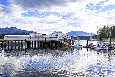 Hoonah, dock and boats, Tlingit Community, Icy Strait Point, summer, Chichagof Island, Inside Passage, Southeast Alaska, United States of America, North America