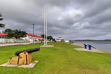 Attractive Victory Green, traditional houses, waterfront, Stanley, Port Stanley, East Falkland, Falkland Islands, South America