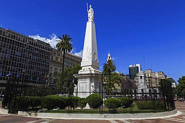 Piramide de Mayo white obelisk, blue sky, Plaza de Mayo, The Center, Buenos Aires, Argentina, South America