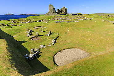 Jarlshof Prehistoric and Norse Settlement, 4000 years old, Sumburgh Head, Mainland, Shetland Islands, Scotland, United Kingdom, Europe