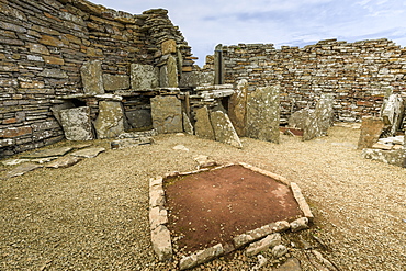 Broch of Gurness interior, Iron Age complex, prehistoric settlement, Eynhallow Sound, Orkney Islands, Scotland, United Kingdom, Europe