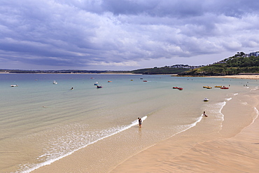 St Ives beaches, popular seaside resort in hot weather, Summer, Cornwall, England, United Kingdom, Europe