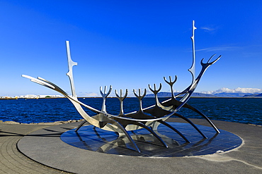 Sun Voyager sculpture by Jon Gunnar Arnason in Reykjavik, Iceland, Europe