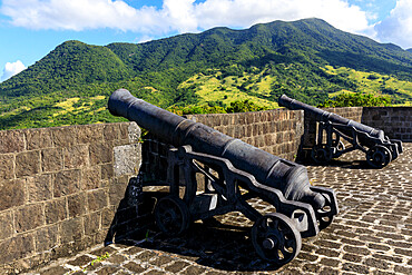 Citadel cannons, Brimstone Hill Fortress National Park, UNESCO World Heritage Site, St. Kitts, St. Kitts and Nevis, Leeward Islands, West Indies, Caribbean, Central America