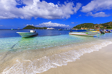 Anse du Fond Cure, white sand beach, turquoise sea, Les Saintes Bay, Terre de Haut, Iles Des Saintes, Guadeloupe, Leeward Islands, West Indies, Caribbean, Central America