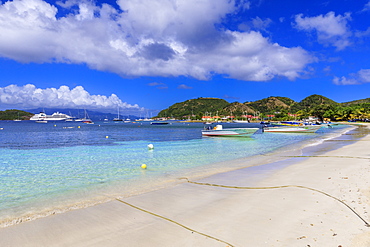 Anse du Fond Cure, white sand beach, turquoise sea, Les Saintes Bay, Terre de Haut, Iles Des Saintes, Guadeloupe, Leeward Islands, West Indies, Caribbean, Central America