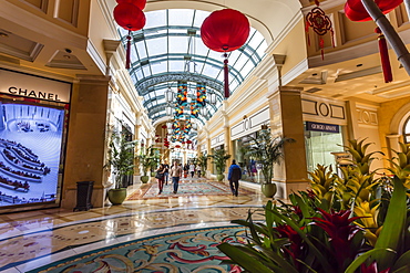 Shoppers strolling in the Via Bellagio with Chinese New Year decorations, Bellagio Hotel, Las Vegas, Nevada, United States of America, North America 