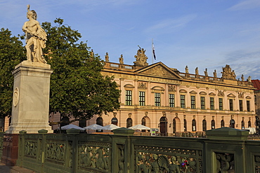 Wrought iron balustrade, Palace Bridge (Schlossbrucke), and German Historical Museum, Museum Island, Berlin, Germany, Europe