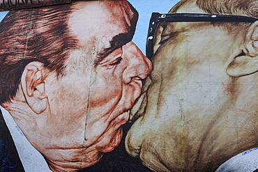 Close-up of mural My God, Help Me Survive Amid this Deadly Love by Dimitry Vrubel, Berlin Wall, East Side Gallery, Berlin, Germany, Europe