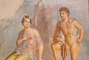 Roman fresco, Io and Argos, from House of Meleager, Pompeii, displayed at National Archaeological Museum, Naples, Campania, Italy, Europe