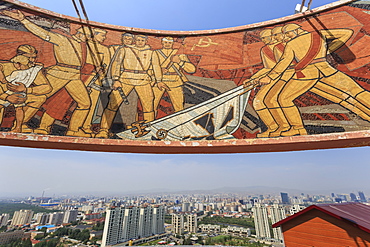 Elevated view of city, from Soviet era Memorial to Unknown Soldiers and Heroes, Zaisan Hill, Ulaanbaatar (Ulan Bator), Mongolia, Central Asia, Asia