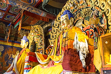 Golden Buddha statues, Baruun Zuu temple, Erdene Zuu Khiid, Monastery, Kharkhorin (Karakorum), Central Mongolia, Central Asia, Asia