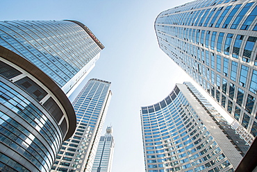 Brand new skyscrapers in Jianggan district of Hangzhou, Zhejiang, China, Asia