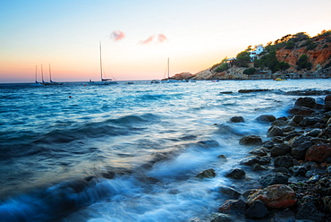 Cala D'Hort just after sunset, Ibiza, Balearic Islands, Spain, Mediterranean, Europe