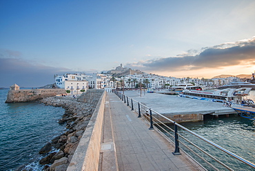 Ibiza Town with its castillo overlooking Dalt Villa, the old town part, and the port, Ibiza, Balearic Islands, Spain, Mediterranean, Europe