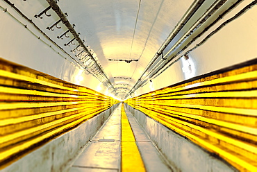 Seemingly never ending main tunnel at Schoenenbourg Fortress, Bas-Rhin department, France, Europe