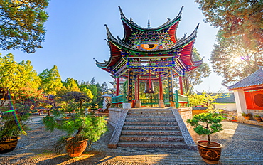 HDR capture of a pagoda near Wangu Tower with a bell inside - which visitors can hit to gain peace and/or luck.