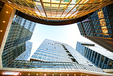 Looking up in high end Intime Center, Hangzhou City, China, Asia