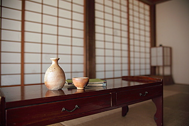 Traditional Japanese Sake Cup and Jug