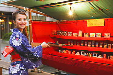 Young Japanese Woman in Summer Yukata