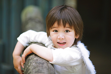 Smiling Boy Dressed in Angel Costume