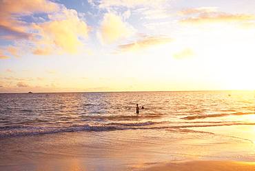 Sunset over a beach in Hawaii