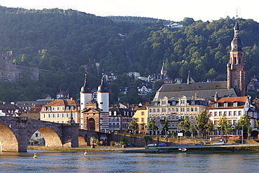 View of Karl-Theodor Bridge and Neckarstadt in Heidelberg, Germany