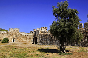 Courtyard of ruined Mamure Castle in Anamur, Antalya, Turkey