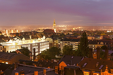 A view of Dresden from the Martin Luther church in Ã„usserer Neustadt in the evening