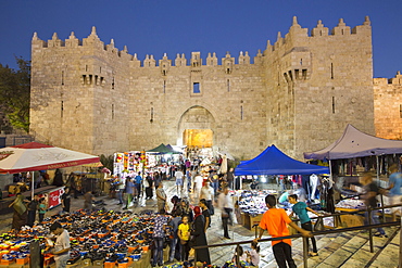 Souk outside the Damascus Gate during the Sacrifice Festival, Muslim quarter, Jerusalem, Israel