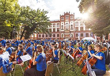 'Symphonic Mob', an open-air concert on the main university square in Rostock, Germany